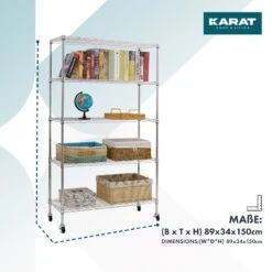 Gitterregal Mit Rollen Maya | 5 Böden | Für Wohnzimmer, Bad Oder Keller | 89 X 34 X 150 Cm | In 2 Farben 24 Gitterregal Mit Rollen Maya | 5 Böden | Für Wohnzimmer, Bad Oder Keller | 89 X 34 X 150 Cm | In 2 Farben -Floordirekt Gitterregal mainboardcopy2.DimensionsMayachrome