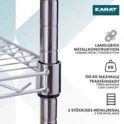 Gitterregal Mit Rollen Maya | 5 Böden | Für Wohnzimmer, Bad Oder Keller | 89 X 34 X 150 Cm | In 2 Farben 25 Gitterregal Mit Rollen Maya | 5 Böden | Für Wohnzimmer, Bad Oder Keller | 89 X 34 X 150 Cm | In 2 Farben -Floordirekt Gitterregal mainboardcopy3.CapacityMayaChrome