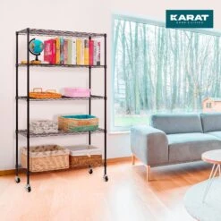 Gitterregal Mit Rollen Maya | 5 Böden | Für Wohnzimmer, Bad Oder Keller | 89 X 34 X 150 Cm | In 2 Farben 22 Gitterregal Mit Rollen Maya | 5 Böden | Für Wohnzimmer, Bad Oder Keller | 89 X 34 X 150 Cm | In 2 Farben -Floordirekt Gitterregal mainboardcopy7.LyfestyleMayachrome