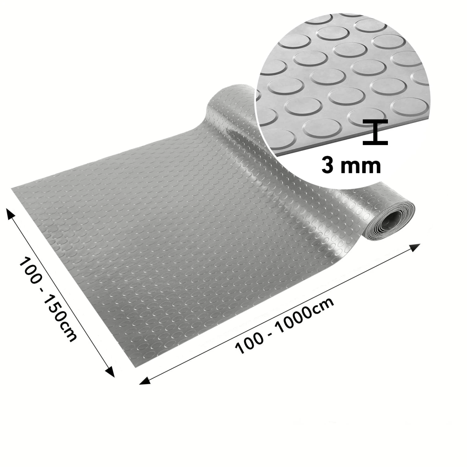 Gummiläufer | Grau | Gummimatte Mit Flachnoppen | Stärke: 3 Mm 6 Gummiläufer | Grau | Gummimatte Mit Flachnoppen | Stärke: 3 Mm – Bild 4