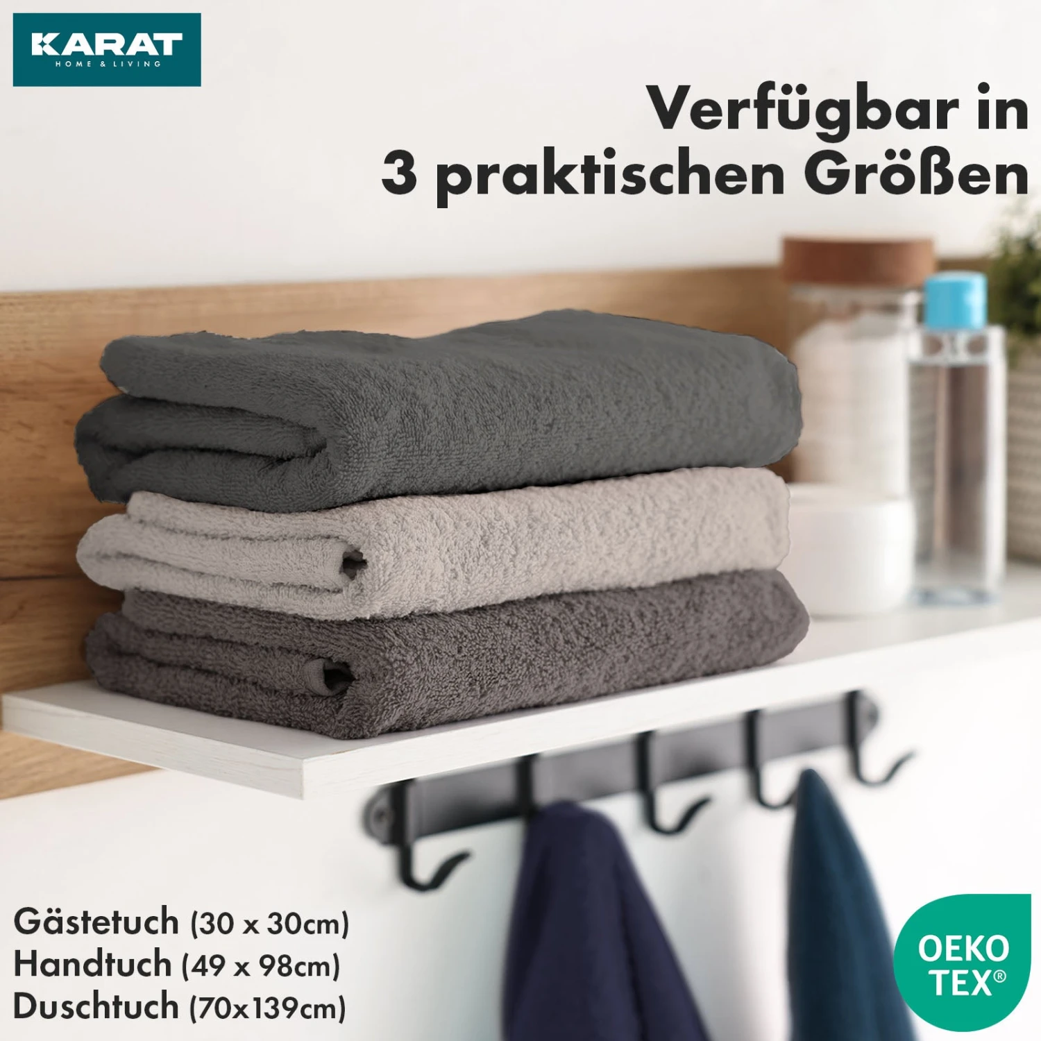 Handtuch-Set Bay | 8-teiliges Set Handtücher Aus 100% Baumwolle | 2 X Badetuch, 2 X Handtuch Und 4 X Seiftuch 4 Handtuch-Set Bay | 8-teiliges Set Handtücher Aus 100% Baumwolle | 2 X Badetuch, 2 X Handtuch Und 4 X Seiftuch – Bild 2