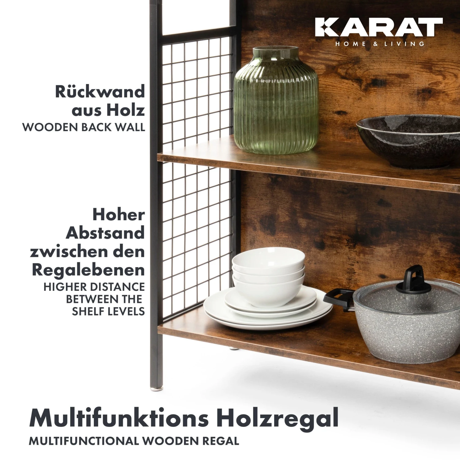 Regal Atlanta | Standregal | Vielseitig Einsetzbar | Gitterseiten | Mit 4 Ebenen 7 Regal Atlanta | Standregal | Vielseitig Einsetzbar | Gitterseiten | Mit 4 Ebenen – Bild 5