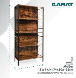 Regal Atlanta | Standregal | Vielseitig Einsetzbar | Gitterseiten | Mit 4 Ebenen 13 Regal Atlanta | Standregal | Vielseitig Einsetzbar | Gitterseiten | Mit 4 Ebenen -Floordirekt HolzregalenAtlanta 3.Dimensions