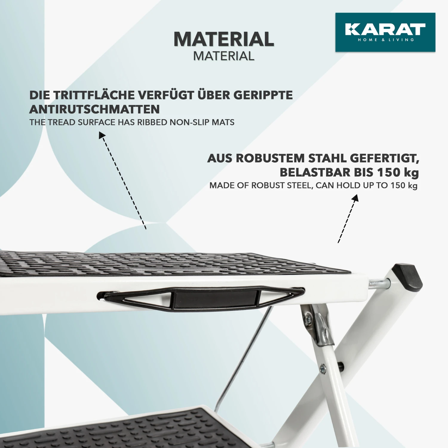 Klapptritt Rio | Leichte & Kompakte Trittleiter | Rutschfeste Trittfläche | Belastbar Bis 150 Kg | Einfach Zu Transportieren 8 Klapptritt Rio | Leichte & Kompakte Trittleiter | Rutschfeste Trittfläche | Belastbar Bis 150 Kg | Einfach Zu Transportieren – Bild 6