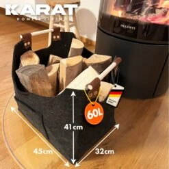 Filztasche Vesta | Kaminholztasche | Einkaufstasche | Faltbar | Verstärkter Griff 9 Filztasche Vesta | Kaminholztasche | Einkaufstasche | Faltbar | Verstärkter Griff -Floordirekt Kaminfilztasche 3.Dimensions