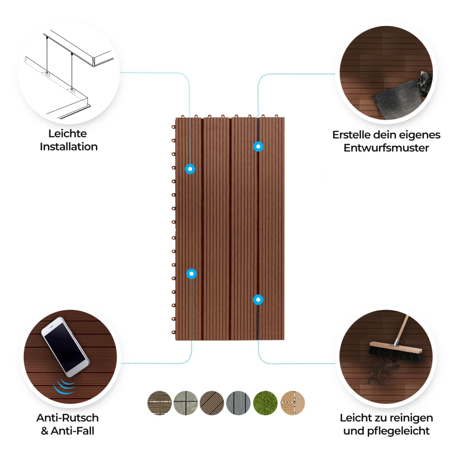 Klickfliesen | WPC-Terrassendielen | Royal | Hellbraun | 30 X 60 Cm 8 Klickfliesen | WPC-Terrassendielen | Royal | Hellbraun | 30 X 60 Cm – Bild 6