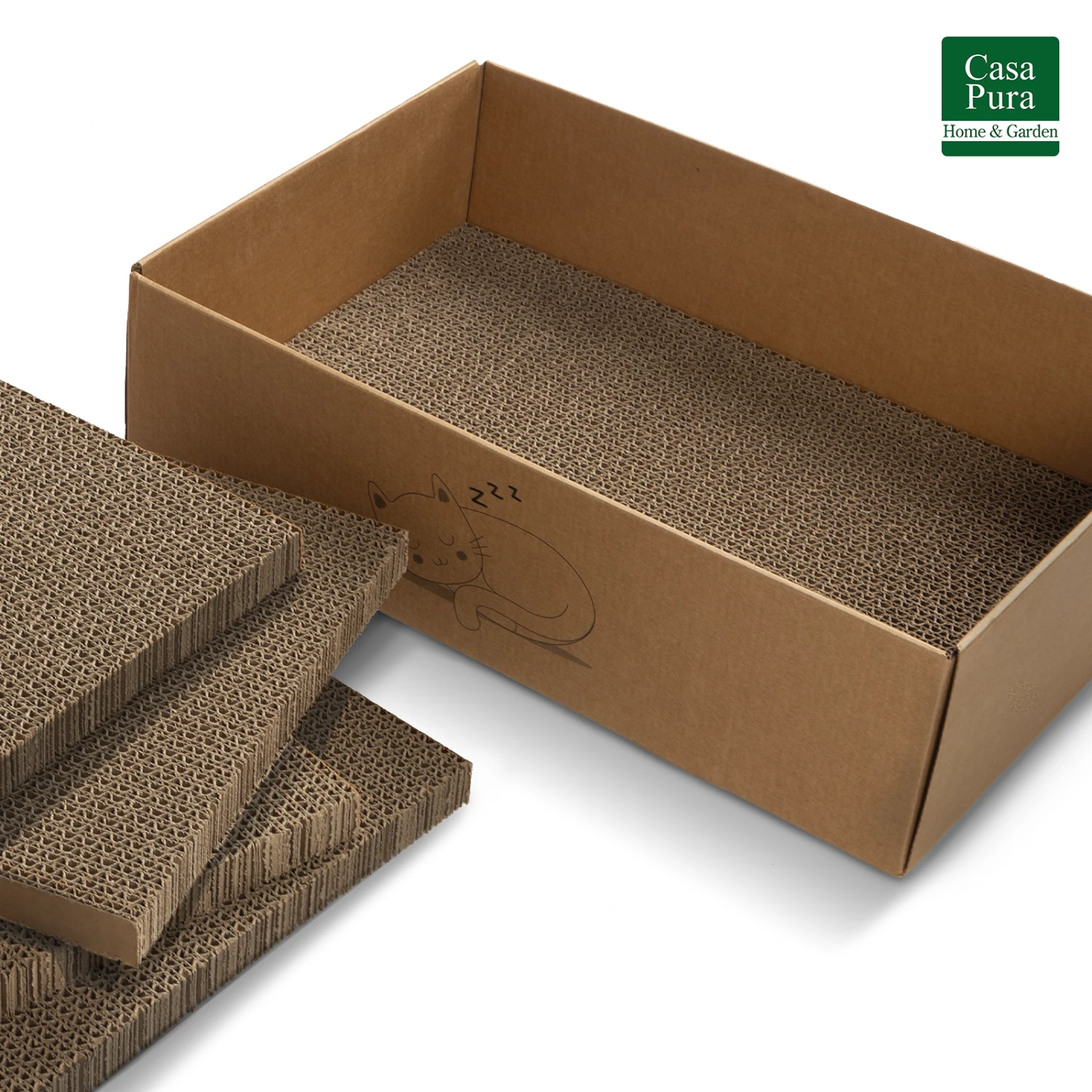 Katzenkratzbox Tiger | Karton Mit 5 Kratzbrettern | Krallenpflege Für Tiere | 43,5 X 29,5 X 14 Cm 4 Katzenkratzbox Tiger | Karton Mit 5 Kratzbrettern | Krallenpflege Für Tiere | 43,5 X 29,5 X 14 Cm – Bild 2