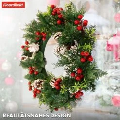Weihnachtskranz | Pinecone | Mit Tannenzapfen, Beeren Und Festlichen Grünen Akzenten | Dekorativer Kranz Für Tür Und Wand 11 Weihnachtskranz | Pinecone | Mit Tannenzapfen, Beeren Und Festlichen Grünen Akzenten | Dekorativer Kranz Für Tür Und Wand -Floordirekt KunstPflanzen 3.PineconeWreath