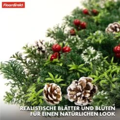 Pflanzenwand | Festive | Weihnachtliche Deko Mit Roten Beeren, Tannenzapfen & Grünen Akzenten | 50 X 50 Cm -Floordirekt KunstPflanzen 4.Festive