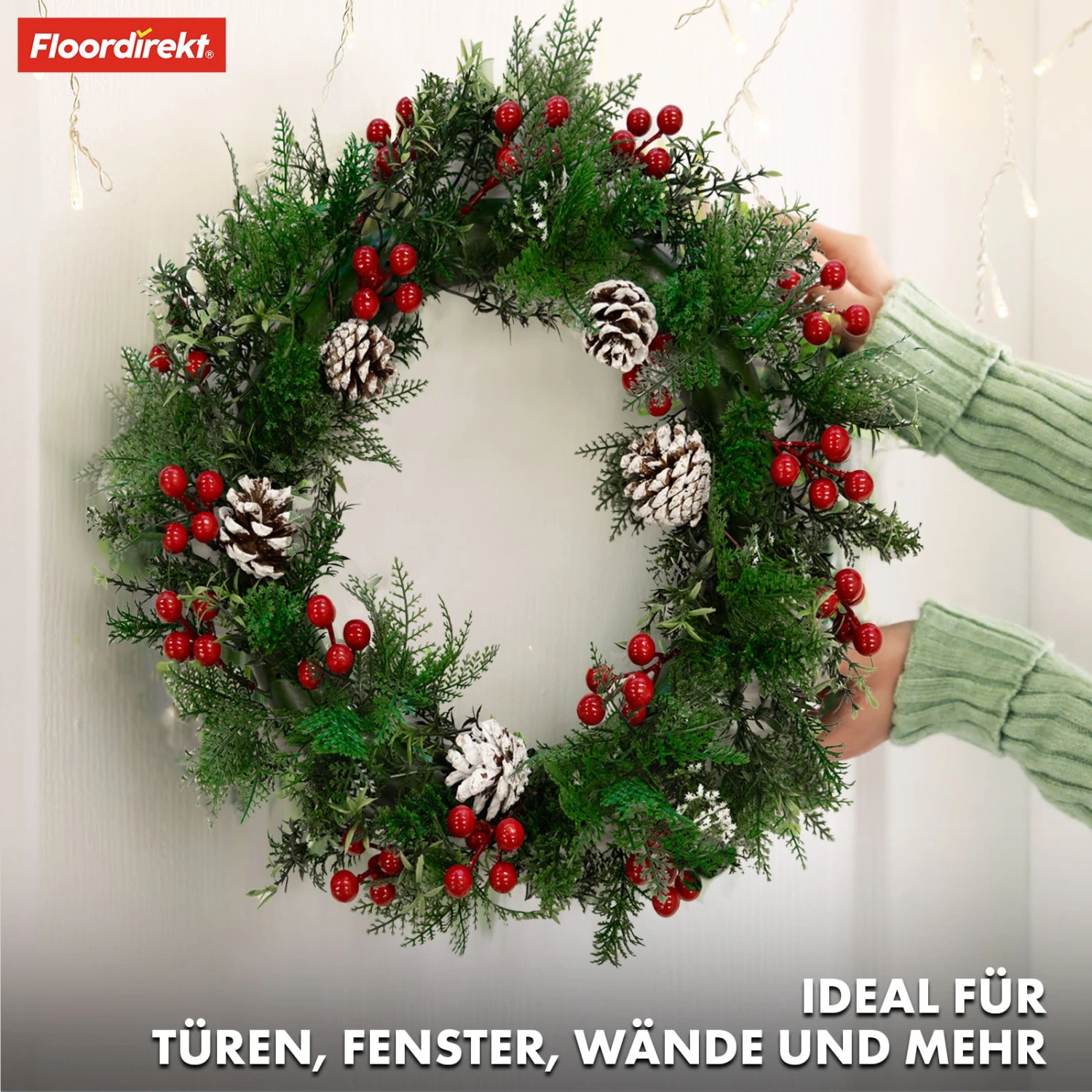 Weihnachtskranz | Pinecone | Mit Tannenzapfen, Beeren Und Festlichen Grünen Akzenten | Dekorativer Kranz Für Tür Und Wand 7 Weihnachtskranz | Pinecone | Mit Tannenzapfen, Beeren Und Festlichen Grünen Akzenten | Dekorativer Kranz Für Tür Und Wand – Bild 5