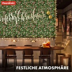 Pflanzenwand | Festive | Weihnachtliche Deko Mit Roten Beeren, Tannenzapfen & Grünen Akzenten | 50 X 50 Cm -Floordirekt KunstPflanzen 7.Festive