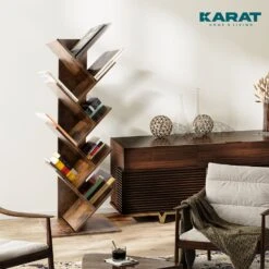 Bücherregal Alexandria | Standregal | Mit 8 Fächern | Verschiedene Farben 24 Bücherregal Alexandria | Standregal | Mit 8 Fächern | Verschiedene Farben -Floordirekt Lyfestyle2 Alexandria darkwoodregal