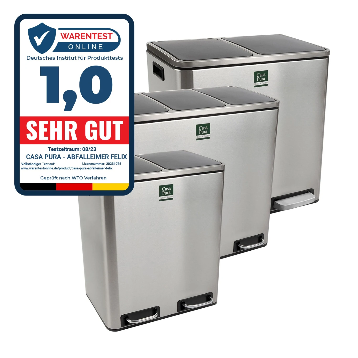 Mülleimer Felix Aus Edelstahl | Trennsystem | Mit Schließdämpfer 3 Mülleimer Felix Aus Edelstahl | Trennsystem | Mit Schließdämpfer