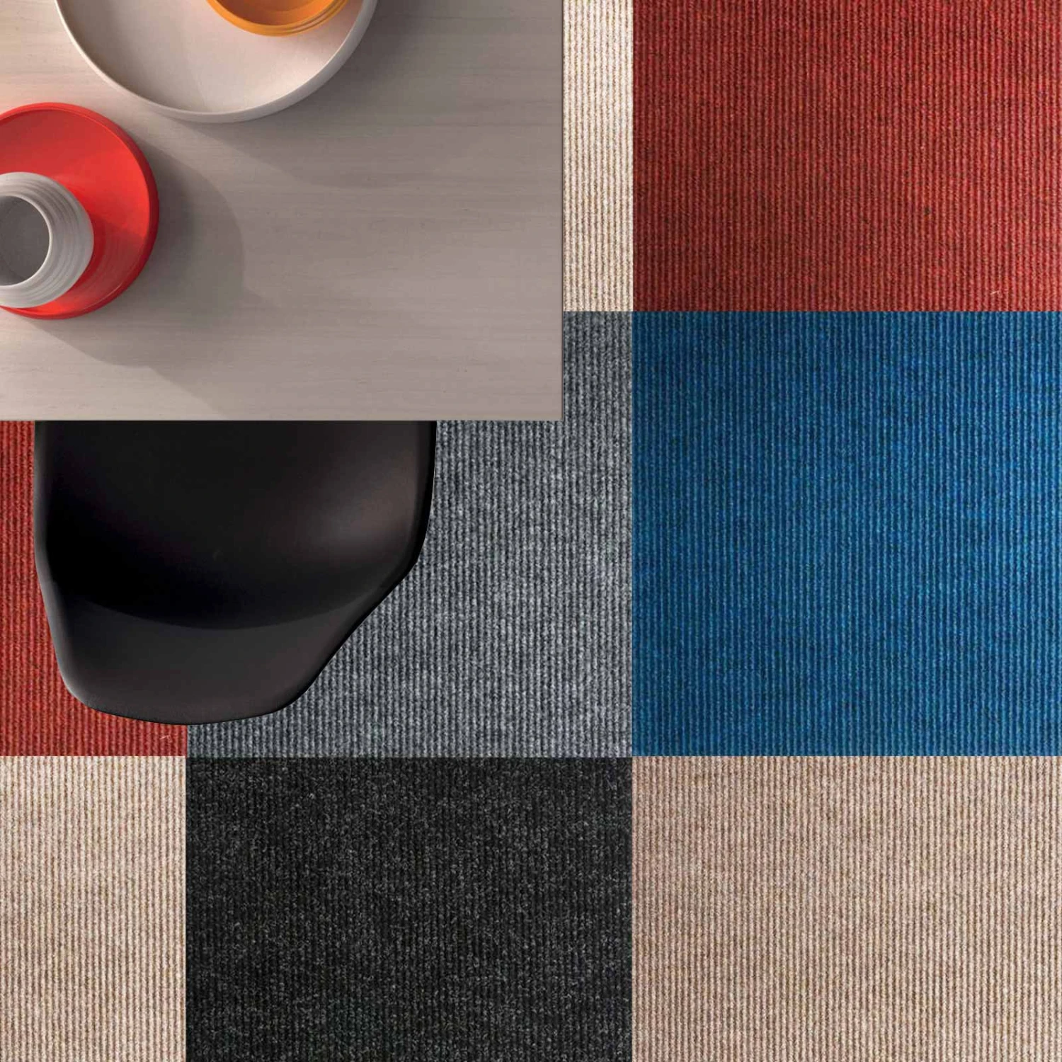 Teppichfliesen Merci | Gerippt | Selbstklebend | 50x50 Cm 3 Teppichfliesen Merci | Gerippt | Selbstklebend | 50x50 Cm