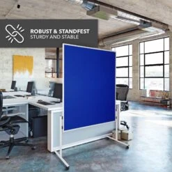 Filz-Moderationstafeln | Einteilig | Mit Rollen | 150x120 Cm 32 Filz-Moderationstafeln | Einteilig | Mit Rollen | 150x120 Cm -Floordirekt Moderationstafeln Einteilig mitRollen blau 05