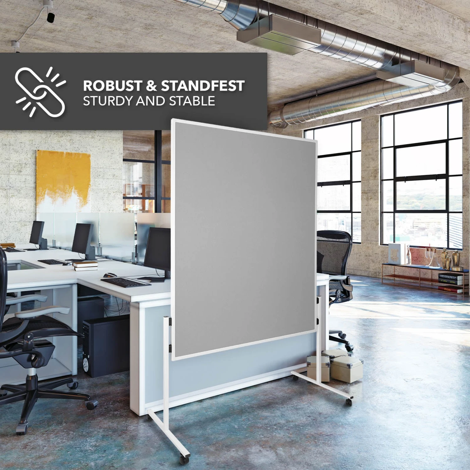 Filz-Moderationstafeln | Einteilig | Mit Rollen | 150x120 Cm 8 Filz-Moderationstafeln | Einteilig | Mit Rollen | 150x120 Cm – Bild 6