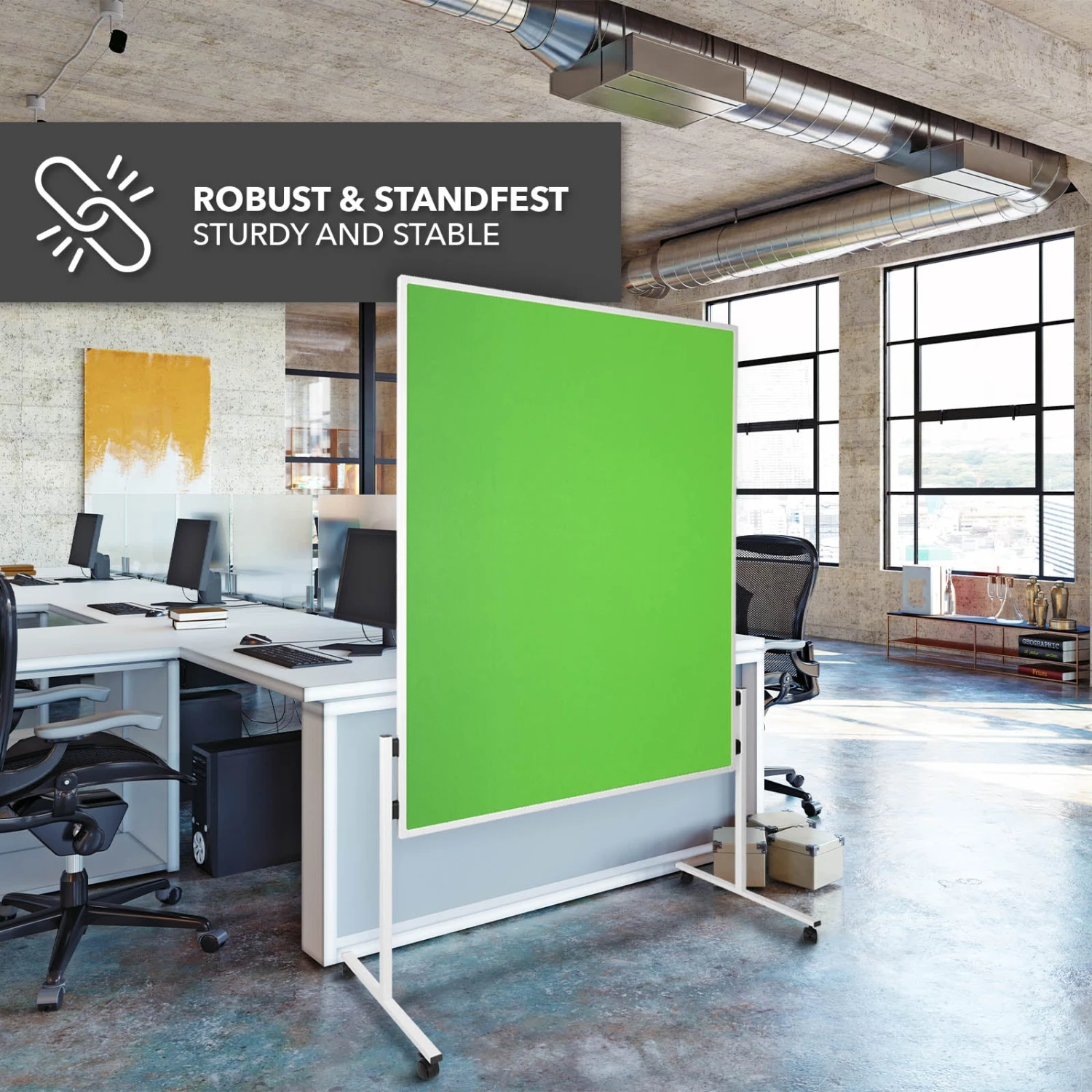 Filz-Moderationstafeln | Einteilig | Mit Rollen | 150x120 Cm 18 Filz-Moderationstafeln | Einteilig | Mit Rollen | 150x120 Cm – Bild 16