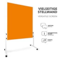 Filz-Moderationstafeln | Einteilig | Mit Rollen | 150x120 Cm 40 Filz-Moderationstafeln | Einteilig | Mit Rollen | 150x120 Cm -Floordirekt Moderationstafeln Einteilig mitRollen orange 02 e1626d4b d1bc 4162 8d8b d516079309f5
