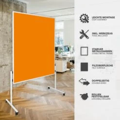 Filz-Moderationstafeln | Einteilig | Mit Rollen | 150x120 Cm 41 Filz-Moderationstafeln | Einteilig | Mit Rollen | 150x120 Cm -Floordirekt Moderationstafeln Einteilig mitRollen orange 06 a32e617c f16c 4ba1 a5d4 f53fcb5d83c8