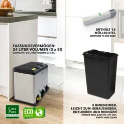Mülleimer Brandon | Trennsystem | Mit 2 Oder 3 Kammern 27 Mülleimer Brandon | Trennsystem | Mit 2 Oder 3 Kammern -Floordirekt MuelleimerBrandon Minix3Kammern ACTUALPRODUCT LIFESTYLE