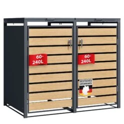 Mülltonnenbox | Johan | Anthrazitfarbene Mülltonnenverkleidung Mit Holzdekor Und Robustem Edelstahlrahmen | 1–3 Türen | Mülltonnenaufbewahrung Für 60–240 L 29 Mülltonnenbox | Johan | Anthrazitfarbene Mülltonnenverkleidung Mit Holzdekor Und Robustem Edelstahlrahmen | 1–3 Türen | Mülltonnenaufbewahrung Für 60–240 L -Floordirekt MuelltonnenboxJonah 8
