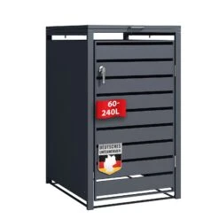 Mülltonnenbox | Magnus | Wetterfeste Anthrazitfarbene Mülltonnenverkleidung Mit Edelstahlrahmen | 1–3 Türen | Für 60–240 L Mülltonnen Geeignet