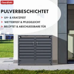 Mülltonnenbox | Magnus | Wetterfeste Anthrazitfarbene Mülltonnenverkleidung Mit Edelstahlrahmen | 1–3 Türen | Für 60–240 L Mülltonnen Geeignet 31 Mülltonnenbox | Magnus | Wetterfeste Anthrazitfarbene Mülltonnenverkleidung Mit Edelstahlrahmen | 1–3 Türen | Für 60–240 L Mülltonnen Geeignet -Floordirekt MuelltonnenboxMagnus 10