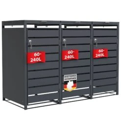 Mülltonnenbox | Magnus | Wetterfeste Anthrazitfarbene Mülltonnenverkleidung Mit Edelstahlrahmen | 1–3 Türen | Für 60–240 L Mülltonnen Geeignet 36 Mülltonnenbox | Magnus | Wetterfeste Anthrazitfarbene Mülltonnenverkleidung Mit Edelstahlrahmen | 1–3 Türen | Für 60–240 L Mülltonnen Geeignet -Floordirekt MuelltonnenboxMagnus 15