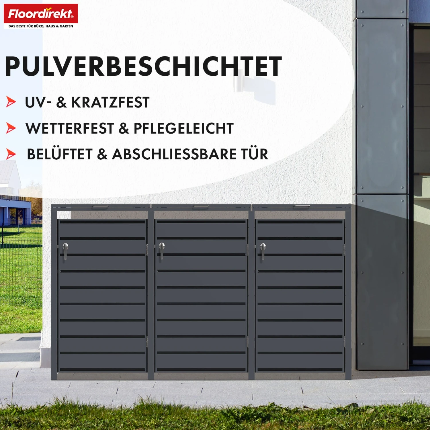 Mülltonnenbox | Magnus | Wetterfeste Anthrazitfarbene Mülltonnenverkleidung Mit Edelstahlrahmen | 1–3 Türen | Für 60–240 L Mülltonnen Geeignet 19 Mülltonnenbox | Magnus | Wetterfeste Anthrazitfarbene Mülltonnenverkleidung Mit Edelstahlrahmen | 1–3 Türen | Für 60–240 L Mülltonnen Geeignet – Bild 17