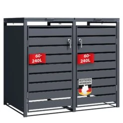 Mülltonnenbox | Magnus | Wetterfeste Anthrazitfarbene Mülltonnenverkleidung Mit Edelstahlrahmen | 1–3 Türen | Für 60–240 L Mülltonnen Geeignet 29 Mülltonnenbox | Magnus | Wetterfeste Anthrazitfarbene Mülltonnenverkleidung Mit Edelstahlrahmen | 1–3 Türen | Für 60–240 L Mülltonnen Geeignet -Floordirekt MuelltonnenboxMagnus 8