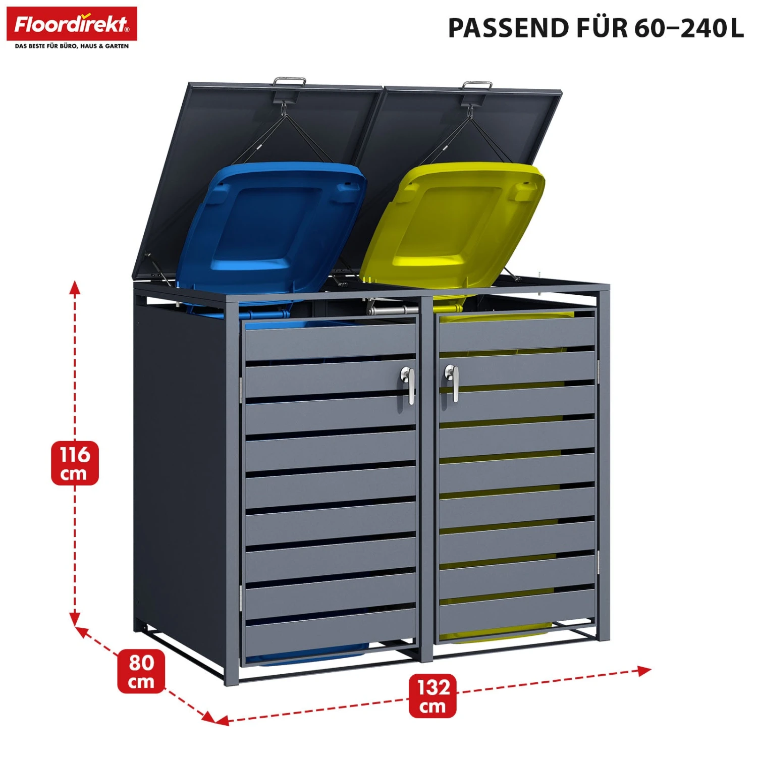 Mülltonnenbox | Magnus | Wetterfeste Anthrazitfarbene Mülltonnenverkleidung Mit Edelstahlrahmen | 1–3 Türen | Für 60–240 L Mülltonnen Geeignet 11 Mülltonnenbox | Magnus | Wetterfeste Anthrazitfarbene Mülltonnenverkleidung Mit Edelstahlrahmen | 1–3 Türen | Für 60–240 L Mülltonnen Geeignet – Bild 9