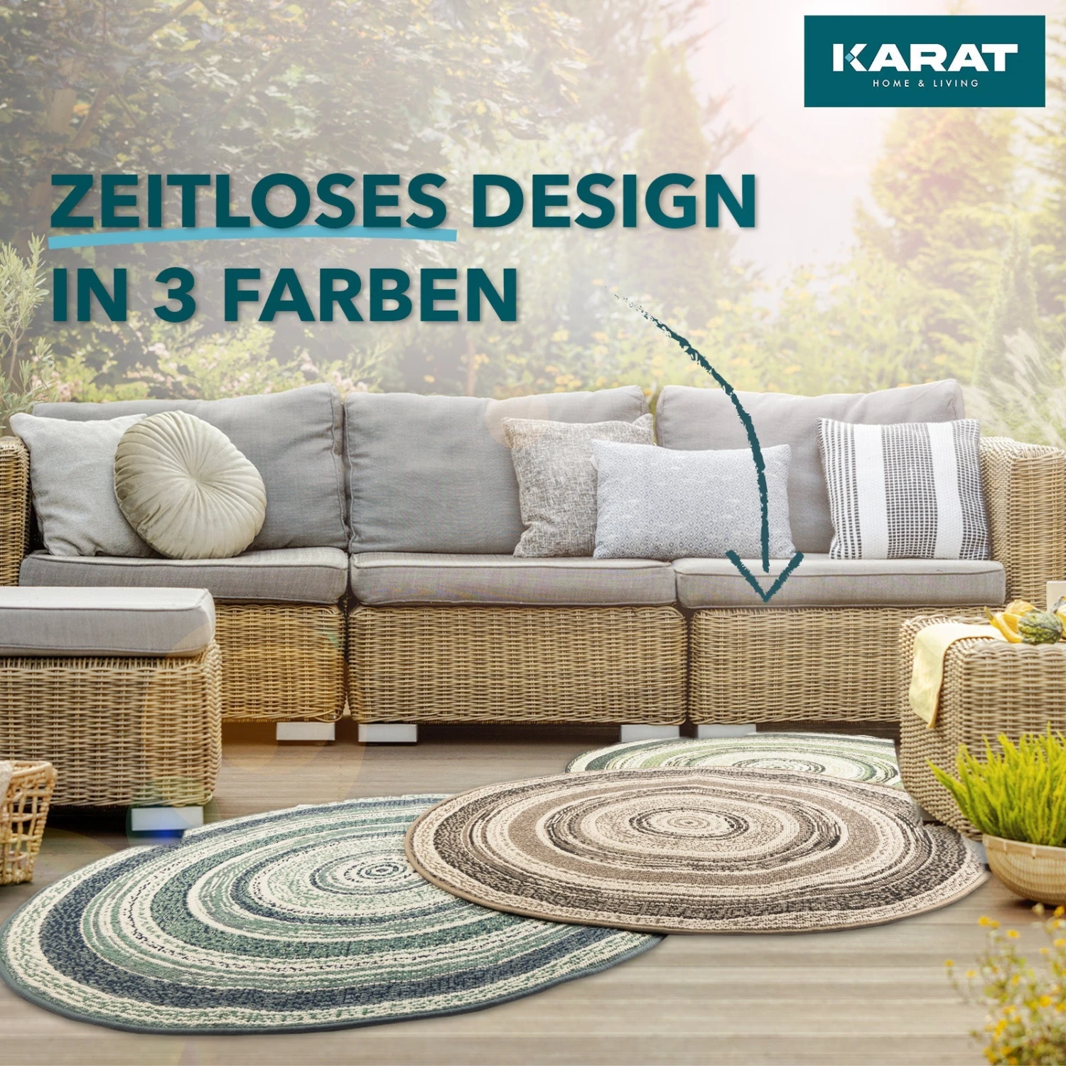 Karat Outdoorteppich | Zoe | 7 Farben | Rund 3 Karat Outdoorteppich | Zoe | 7 Farben | Rund