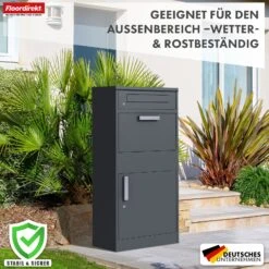 Paketbox Mit Briefkasten | Francois | Wasserdichter Paketbriefkasten Aus Stahl, Abschließbar & Freistehend In Anthrazit 14 Paketbox Mit Briefkasten | Francois | Wasserdichter Paketbriefkasten Aus Stahl, Abschließbar & Freistehend In Anthrazit -Floordirekt Paketbox 6.Frankois