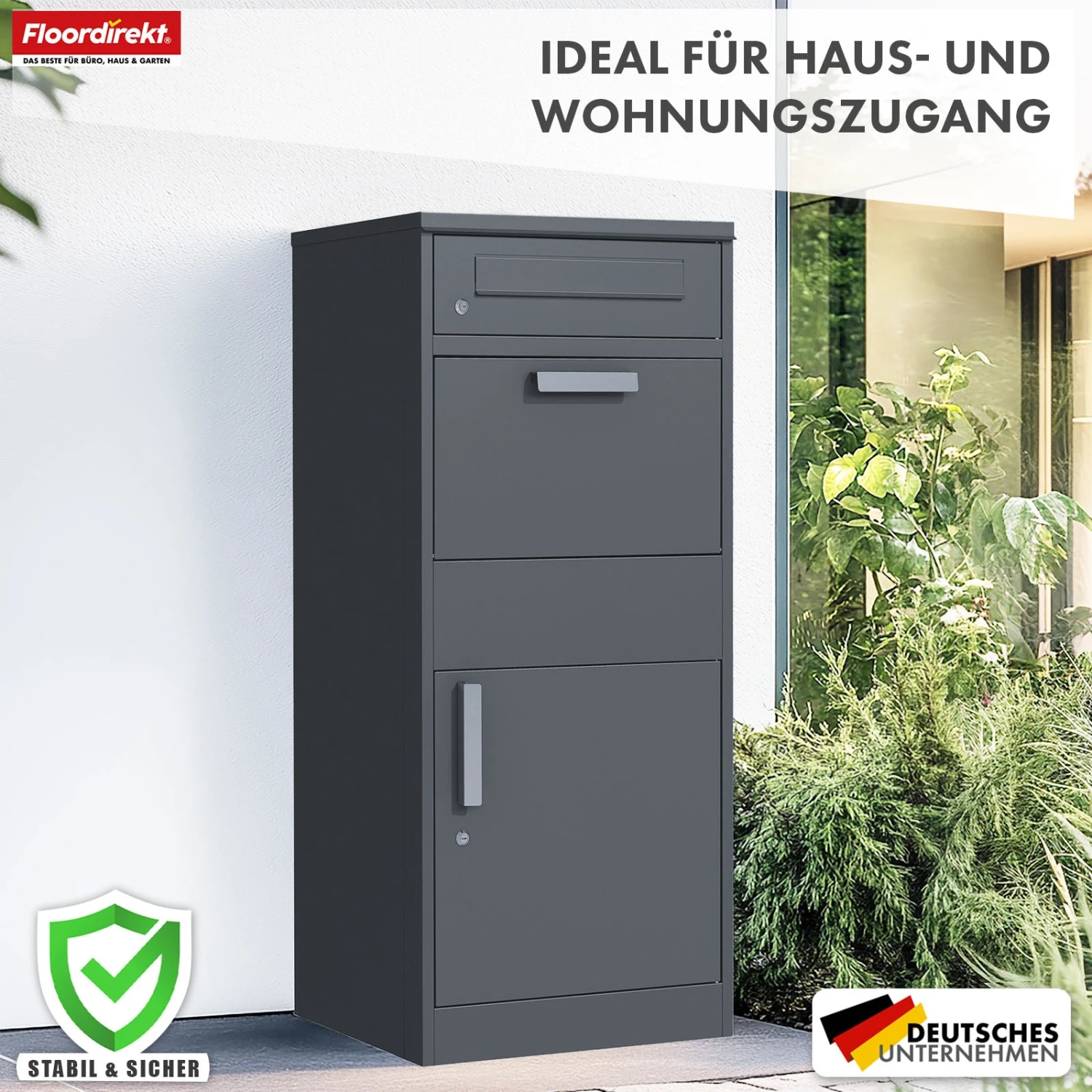 Paketbox Mit Briefkasten | Francois | Wasserdichter Paketbriefkasten Aus Stahl, Abschließbar & Freistehend In Anthrazit 9 Paketbox Mit Briefkasten | Francois | Wasserdichter Paketbriefkasten Aus Stahl, Abschließbar & Freistehend In Anthrazit – Bild 7