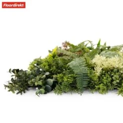 Pflanzenwand | Rhea | Stilvolle Wandgestaltung Mit Grünpflanzen Und Weißen Blüten | 50 X 50 Cm 24 Pflanzenwand | Rhea | Stilvolle Wandgestaltung Mit Grünpflanzen Und Weißen Blüten | 50 X 50 Cm -Floordirekt PflanzenwandRhea 3