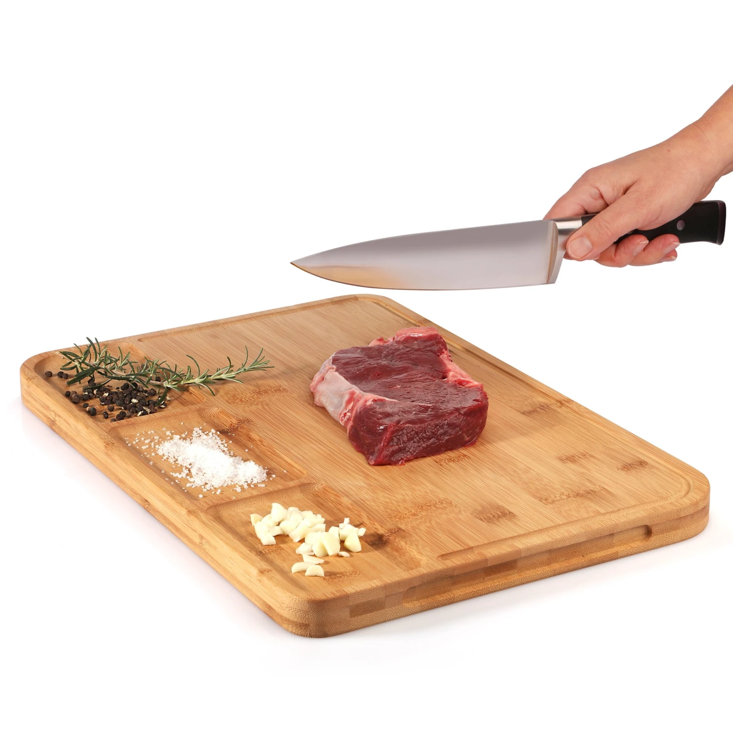 PIETVOSS Schneidebrett Aus Bambus-Holz | Küchenbrett | Mit Auffangschale, Saftrille & Gummifüßen | 44,5 X 30 X 2,5 Cm 5 PIETVOSS Schneidebrett Aus Bambus-Holz | Küchenbrett | Mit Auffangschale, Saftrille & Gummifüßen | 44,5 X 30 X 2,5 Cm – Bild 3