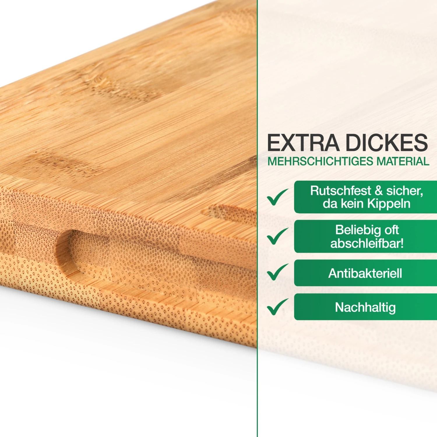 PIETVOSS Schneidebrett Aus Bambus-Holz | Küchenbrett | Mit Auffangschale, Saftrille & Gummifüßen | 44,5 X 30 X 2,5 Cm 8 PIETVOSS Schneidebrett Aus Bambus-Holz | Küchenbrett | Mit Auffangschale, Saftrille & Gummifüßen | 44,5 X 30 X 2,5 Cm – Bild 6