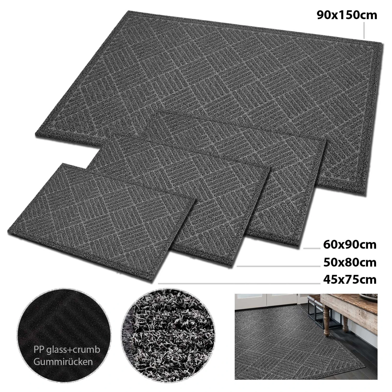 Türmatte Porta | Anthrazit | Verschiedene Größen 6 Türmatte Porta | Anthrazit | Verschiedene Größen – Bild 4