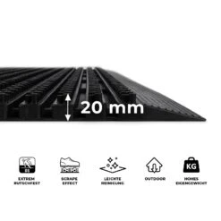 Gummi-Türmatte | Wetterfest | Mit Anlaufkante | Höhe: 20 Mm 14 Gummi-Türmatte | Wetterfest | Mit Anlaufkante | Höhe: 20 Mm -Floordirekt PowerBrushGummi 02