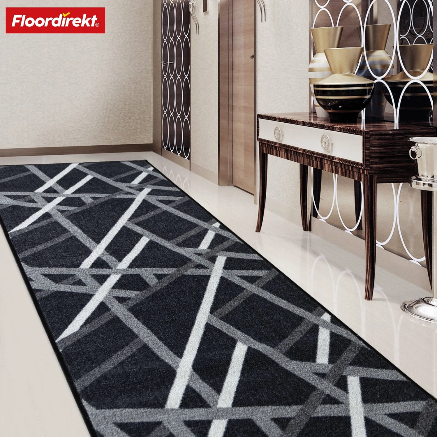 Teppich-Läufer Nach Maß | Printed | Anthrazit Mit Streifen | Rutschfest & Pflegeleicht 10 Teppich-Läufer Nach Maß | Printed | Anthrazit Mit Streifen | Rutschfest & Pflegeleicht – Bild 8