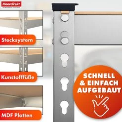 Schwerlastregal | Rhino | Lagerregal Mit 5 Böden | 1050 Kg Traglast | Innovatives Stecksystem | In Verschiedenen Farben & Größen -Floordirekt SchwerlastregalRhino 3