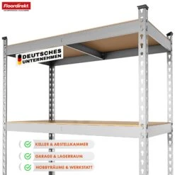 Schwerlastregal | Rhino | Lagerregal Mit 5 Böden | 1050 Kg Traglast | Innovatives Stecksystem | In Verschiedenen Farben & Größen -Floordirekt SchwerlastregalRhino 7