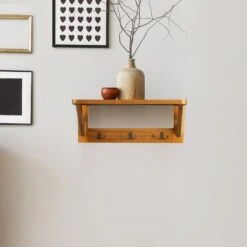 Wandregal Rustic | Kiefernholz | Mit Praktischen Garderobenhaken 13 Wandregal Rustic | Kiefernholz | Mit Praktischen Garderobenhaken -Floordirekt Singel Layer shelf 04