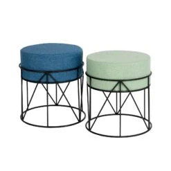 Sitzhocker Aus Metall | Grün Und Blau