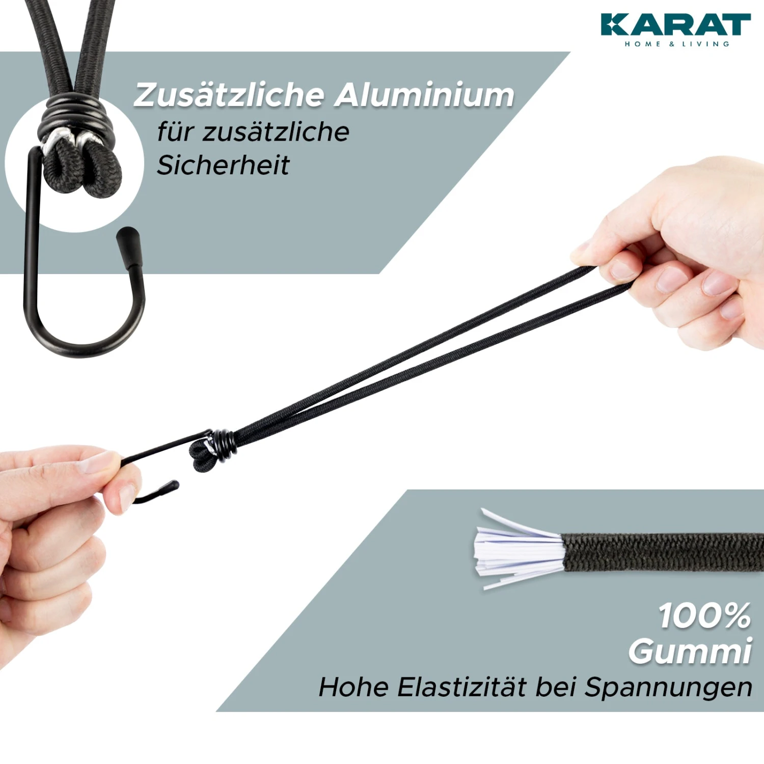 Multifunktionale Spanngummis Mit Stahlhaken | Befestigung Für Planen Netze Banner | 20er Set 4 Multifunktionale Spanngummis Mit Stahlhaken | Befestigung Für Planen Netze Banner | 20er Set – Bild 2