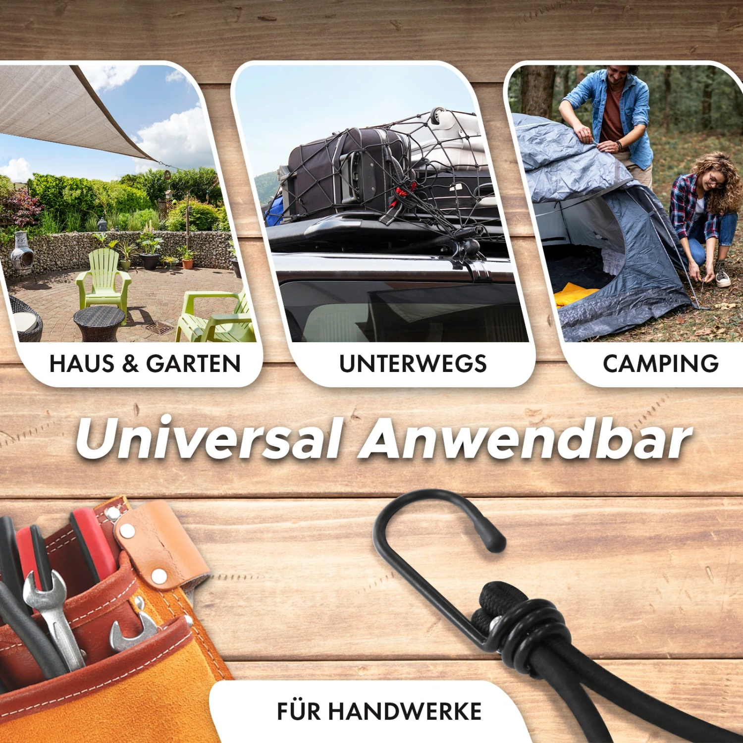 Multifunktionale Spanngummis Mit Stahlhaken | Befestigung Für Planen Netze Banner | 20er Set 7 Multifunktionale Spanngummis Mit Stahlhaken | Befestigung Für Planen Netze Banner | 20er Set – Bild 5