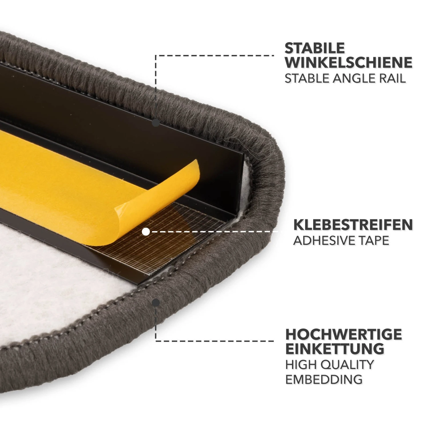 Stufenmatten Alto | Halbrund Oder Eckig | Umkettelt | Selbstklebender Treppenschutz 13 Stufenmatten Alto | Halbrund Oder Eckig | Umkettelt | Selbstklebender Treppenschutz – Bild 11