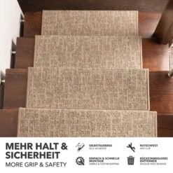 Stufenmatten Alto | Halbrund Oder Eckig | Umkettelt | Selbstklebender Treppenschutz 36 Stufenmatten Alto | Halbrund Oder Eckig | Umkettelt | Selbstklebender Treppenschutz -Floordirekt Stufenmatte Alto beige eckig 02