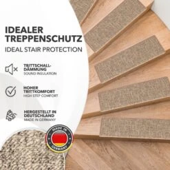 Stufenmatten Alto | Halbrund Oder Eckig | Umkettelt | Selbstklebender Treppenschutz 38 Stufenmatten Alto | Halbrund Oder Eckig | Umkettelt | Selbstklebender Treppenschutz -Floordirekt Stufenmatte Alto beige eckig 03