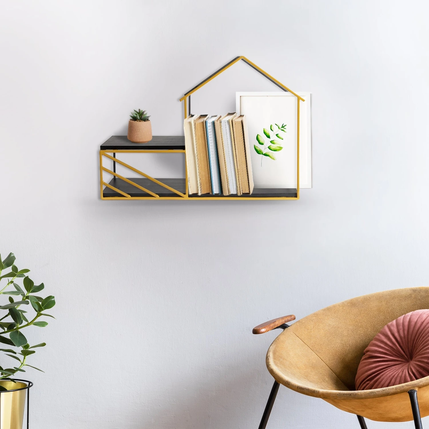 Wandregal Tabor | Schwarz/Gold | Moderne Wohndekoration 3 Wandregal Tabor | Schwarz/Gold | Moderne Wohndekoration